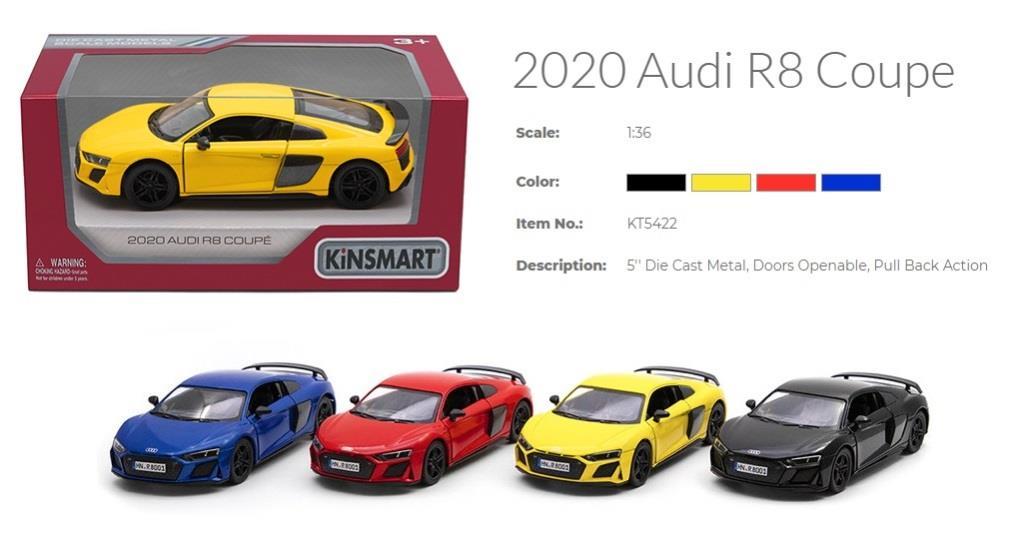 Дитяча колекційна металева машинка Kinsmart Audi R8 Coupe KT5422W - 2