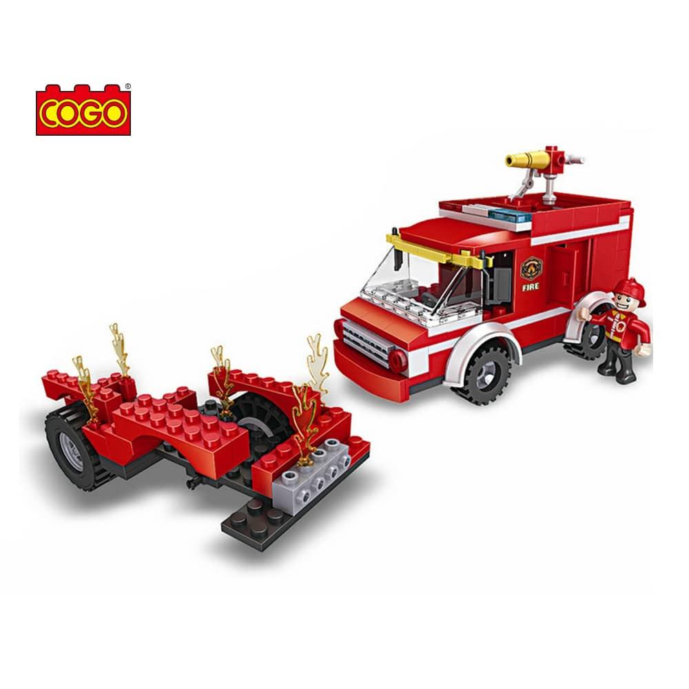 Конструктор COGO 2 в 1 Пожежна машина Fire Fighter 3022-6 Кого 186 деталей фігурки спец транспорт дитячий розвиваючий - 1