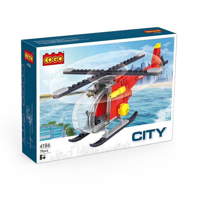 Конструктор Cogo City Вертоліт 4186, Helicopter, рятувальний, пожежна служба, 79 деталей - 5