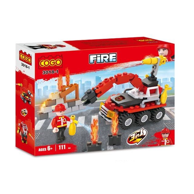 Конструктор Cogo Fire Пожежна служба 3018, техніка, 86 -111 деталей, фігурка - 10