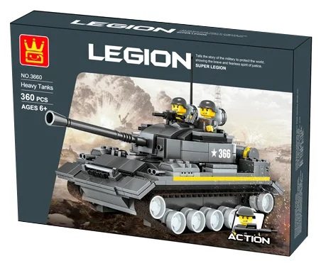 Конструктор Wange Важкий танк 3660, Легіон, військова техніка, 360 деталей, Heavy Tanks - 6