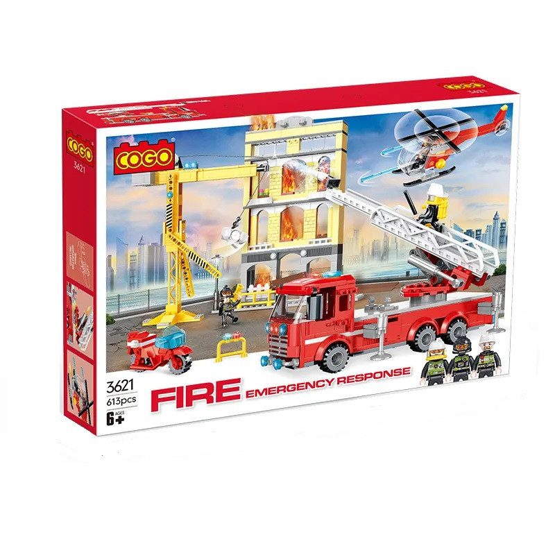 Конструктор Cogo Fire Пожежне реагування 3621, пожежна станція, 613 деталей, вертоліт - 9