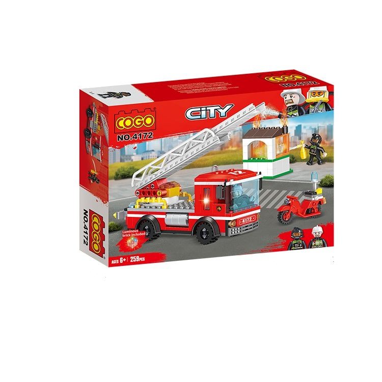 Конструктор Cogo Fire Пожежна машина 4172, пожежна станція, 260 деталей, мотоцикл - 4
