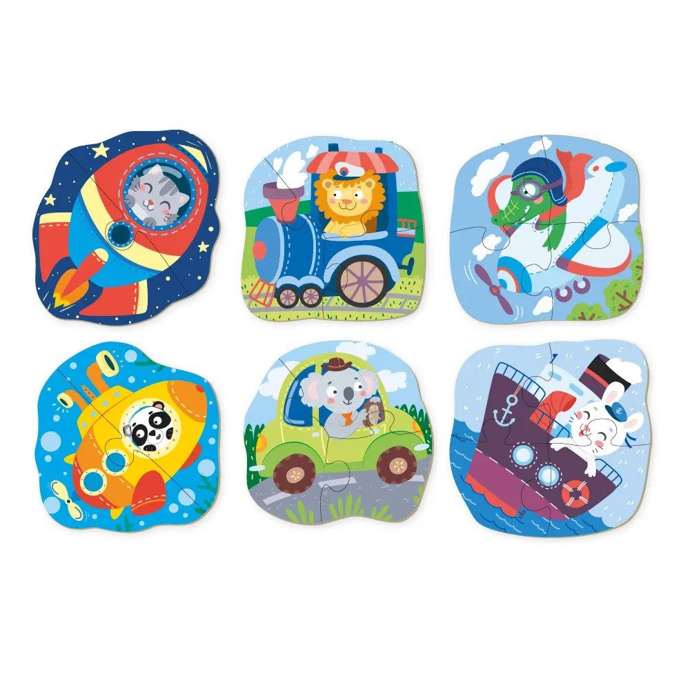 Дитячі пазли 6 в 1 Dodo Транспорт 300154, ДоДо, 2-3-4 елементів - 5