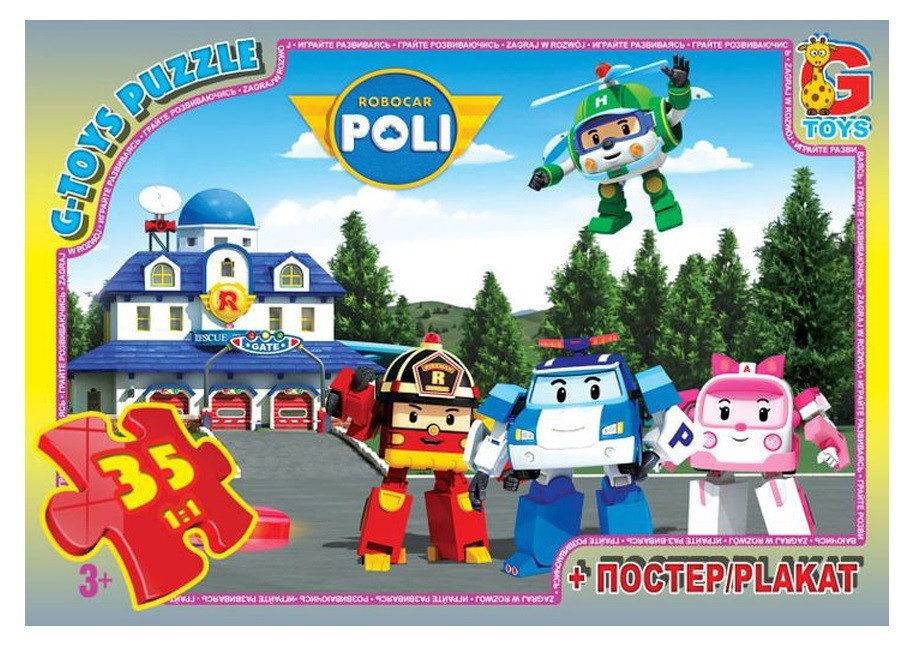 Пазл Robocar Poli/Робокар Поллі + постер G-Toys (35 дет.) RR067431 - 1