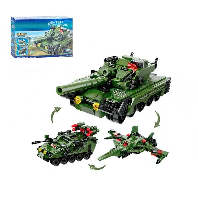 Конструктор Військова техніка 3 в 1 (танк, літак, БТР) 329 ел. 42112 - 2