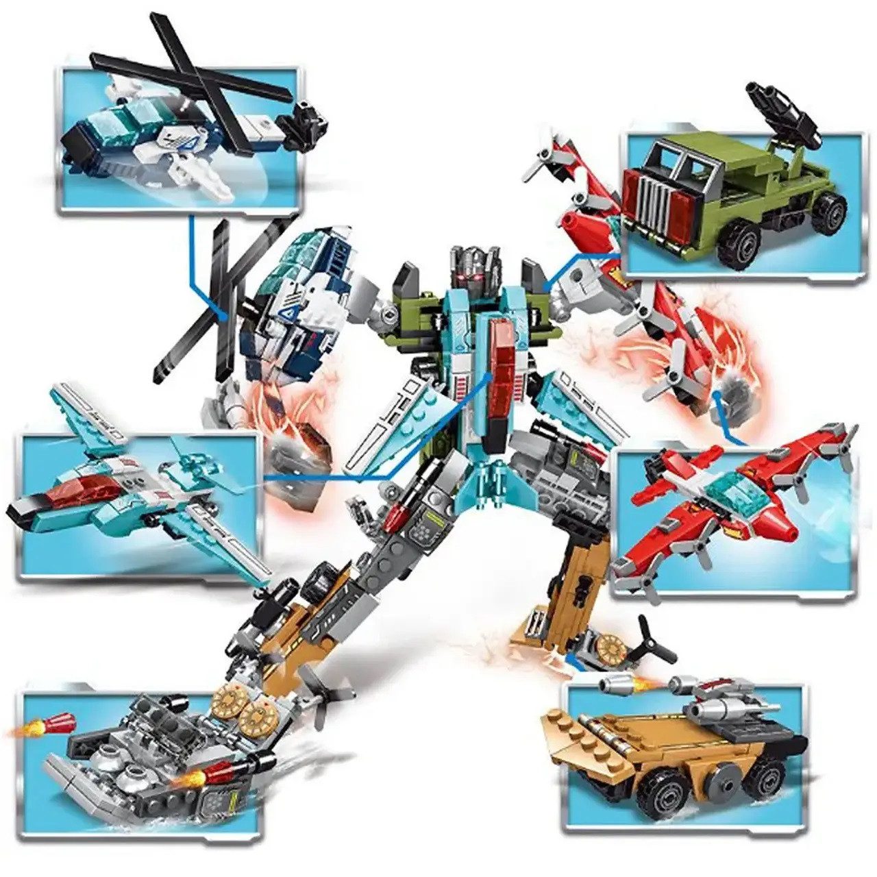 Конструктор 6 в 1 Робот + транспорт (513 дет) 42008 - 2