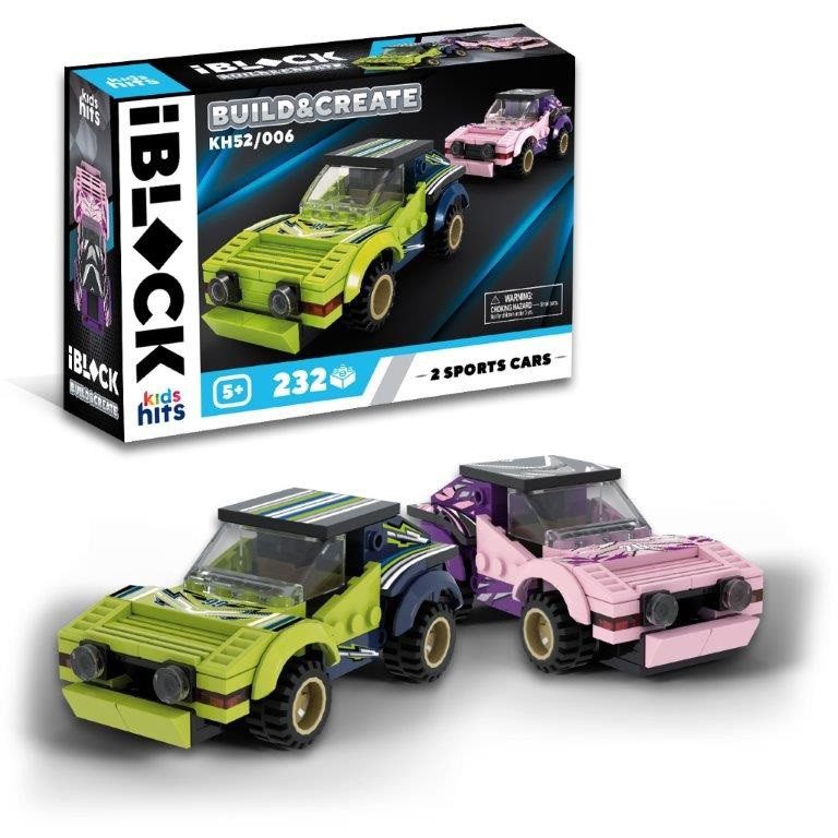 Конструктор Kids hits IBLOCK Junior Мегакари 2 спортивні машинки (232 дет.) KH52/006 - 1