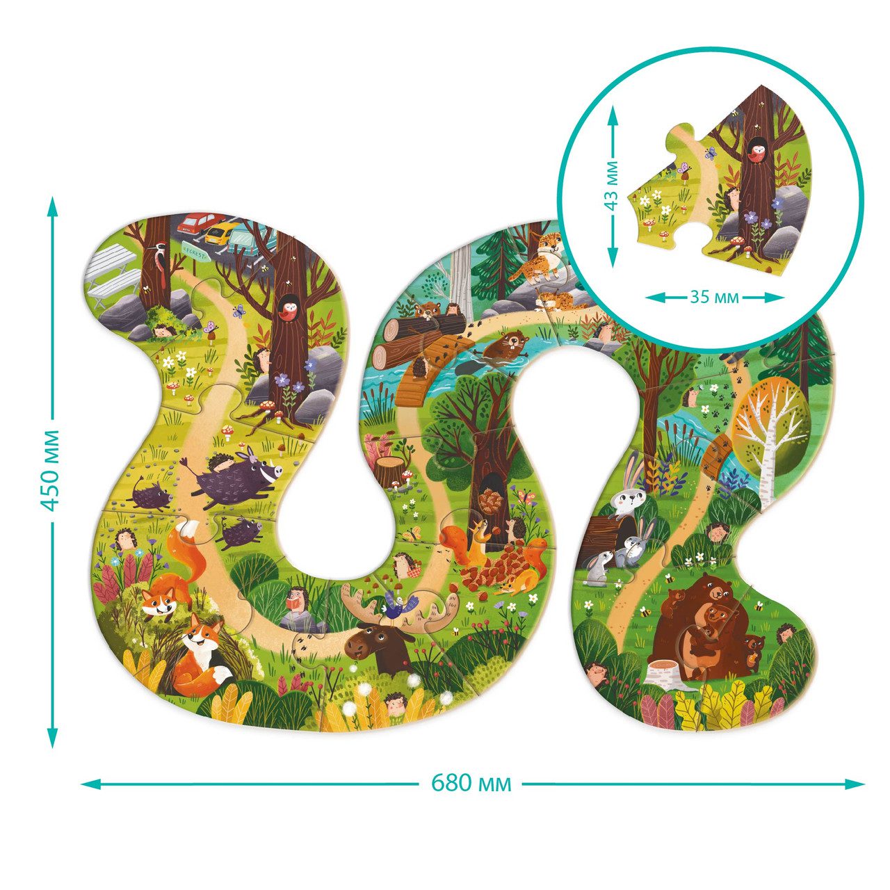 Пазл Dodo Хто живе в лісі? (16 деталей, 6 дерев'яних фігурок) 300608 - 5
