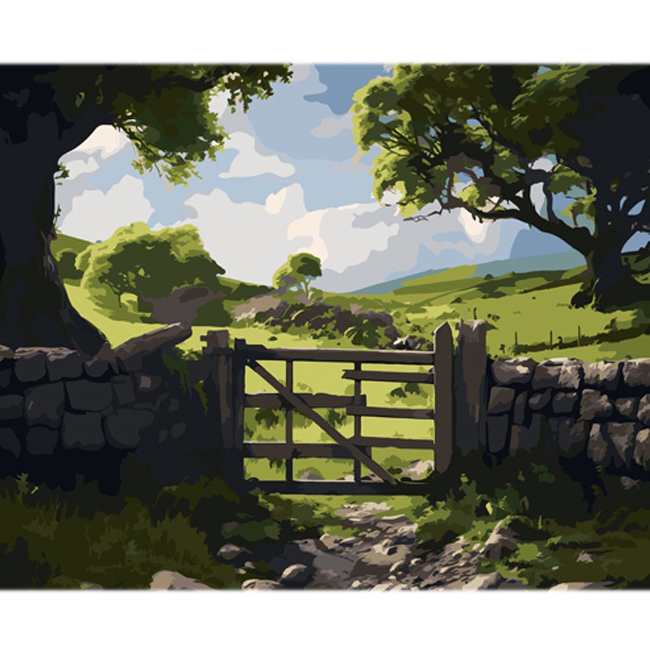 Картина за номерами Strateg Природа за межами забору 40х50 см (на кольоровому фоні) MZ063 - 1