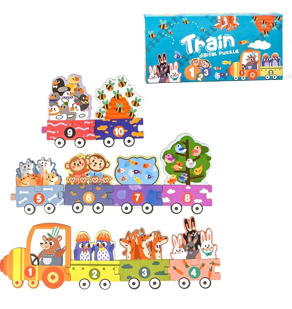 Дерев'яна іграшка Пазли (поїзд із тваринами та цифрами) MD 1878 - 4