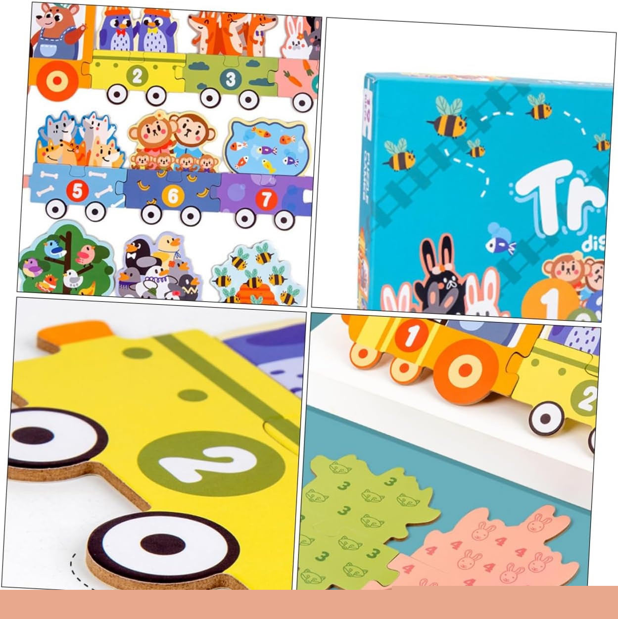 Дерев'яна іграшка Пазли (поїзд із тваринами та цифрами) MD 1878 - 5