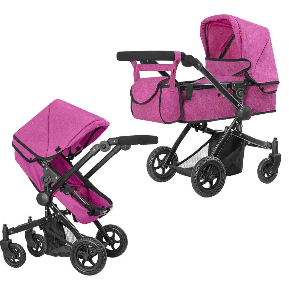 Коляска для ляльки 2 в 1 CARRELLO MAESTRO (з сумкою) 9651B ROSE RED - 5