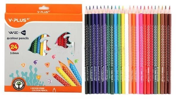 Олівці кольорові тригранні пластик (24 шт.) We-Fish Y-PLUS+ ТС150110 - 1
