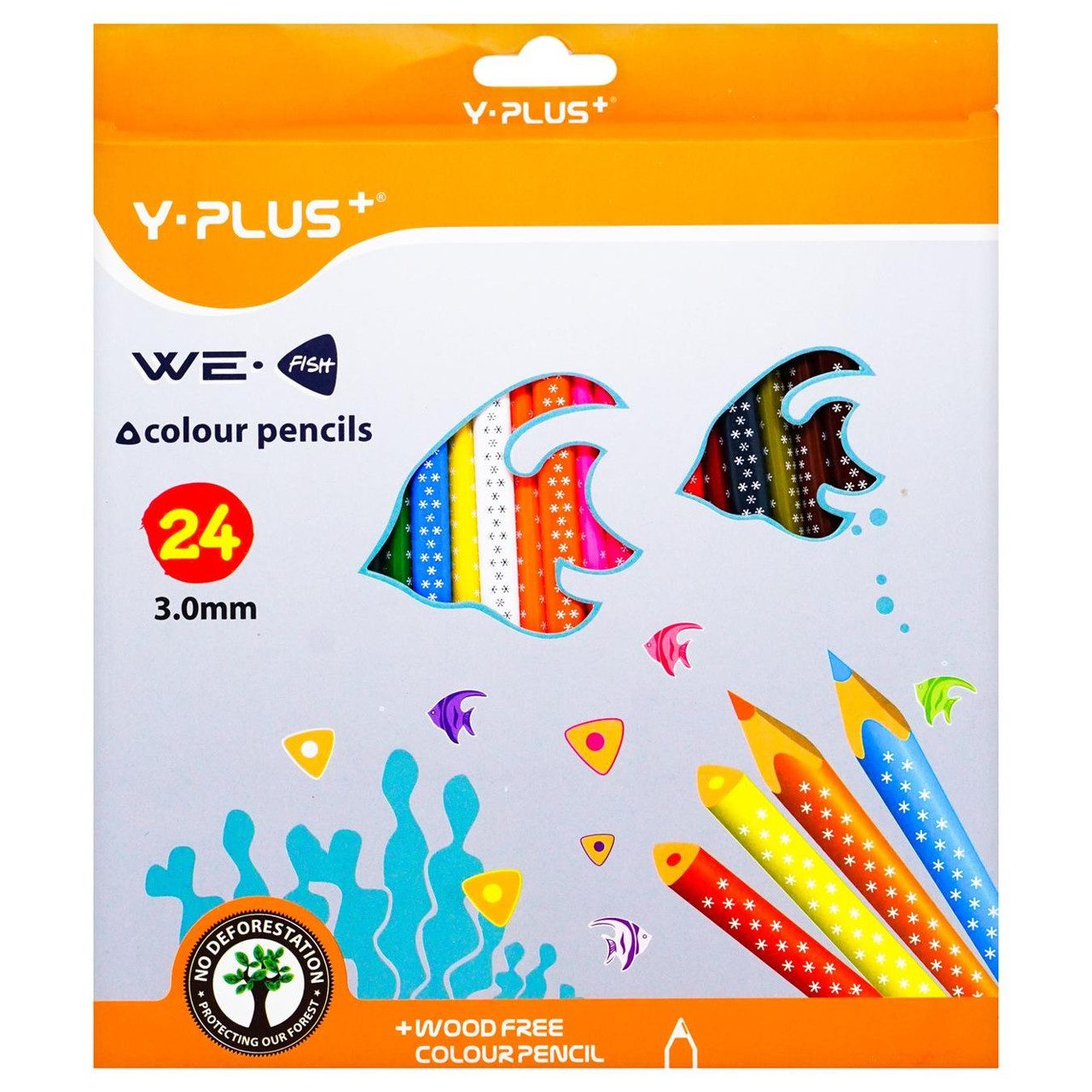 Олівці кольорові тригранні пластик (24 шт.) We-Fish Y-PLUS+ ТС150110 - 3