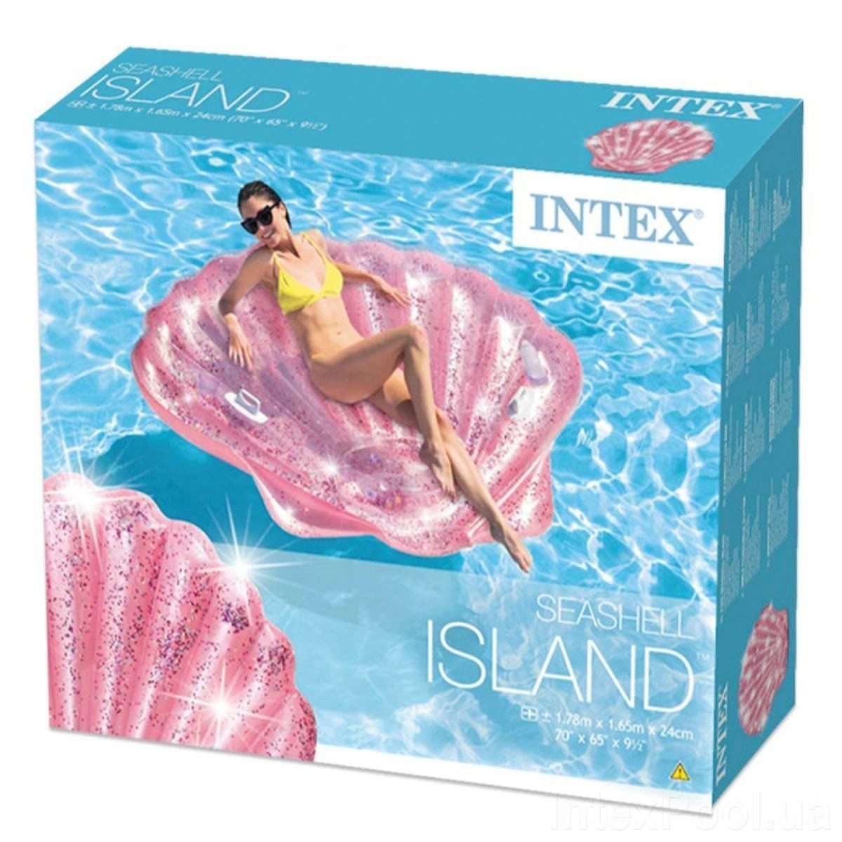 Надувний пліт Рожева мушля Intex 57257 (178х165х24 см) - 3
