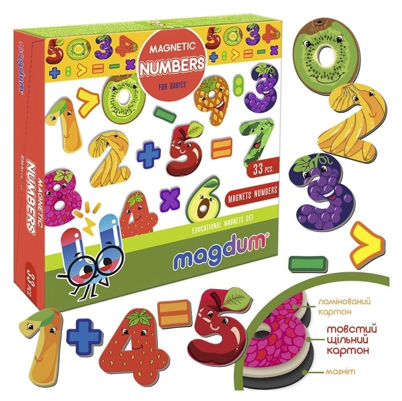 Магнітна гра Magdum Magnetic Numbers (набір, 35 магнітів) ML4031-38 EN - 3
