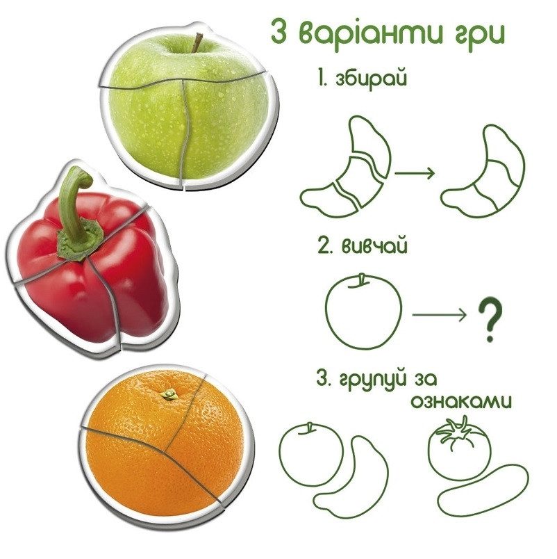 Магнітні пазли Magdum Fruits and vegetables (набір 6 пазлів, 18 магнітів) ML4031-25 EN - 2
