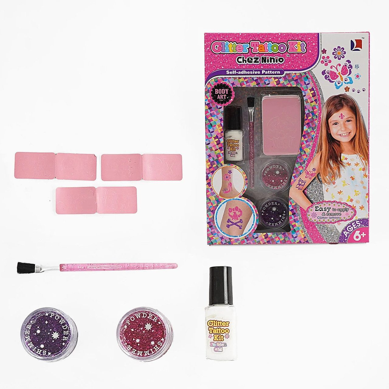 Набір для створення дитячого тату (трафарет, блискітки, гель) 71102 - 1