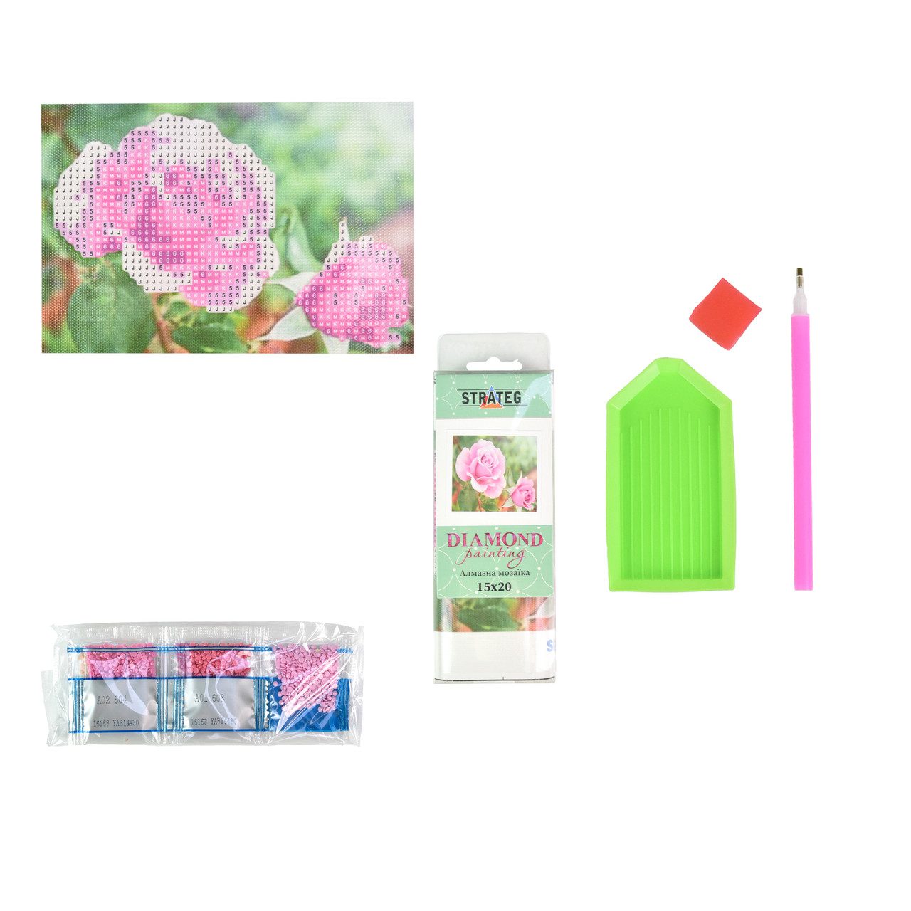 Алмазна картина Strateg Ніжність рожевих троянд 10х15 см YAB14430 - 3