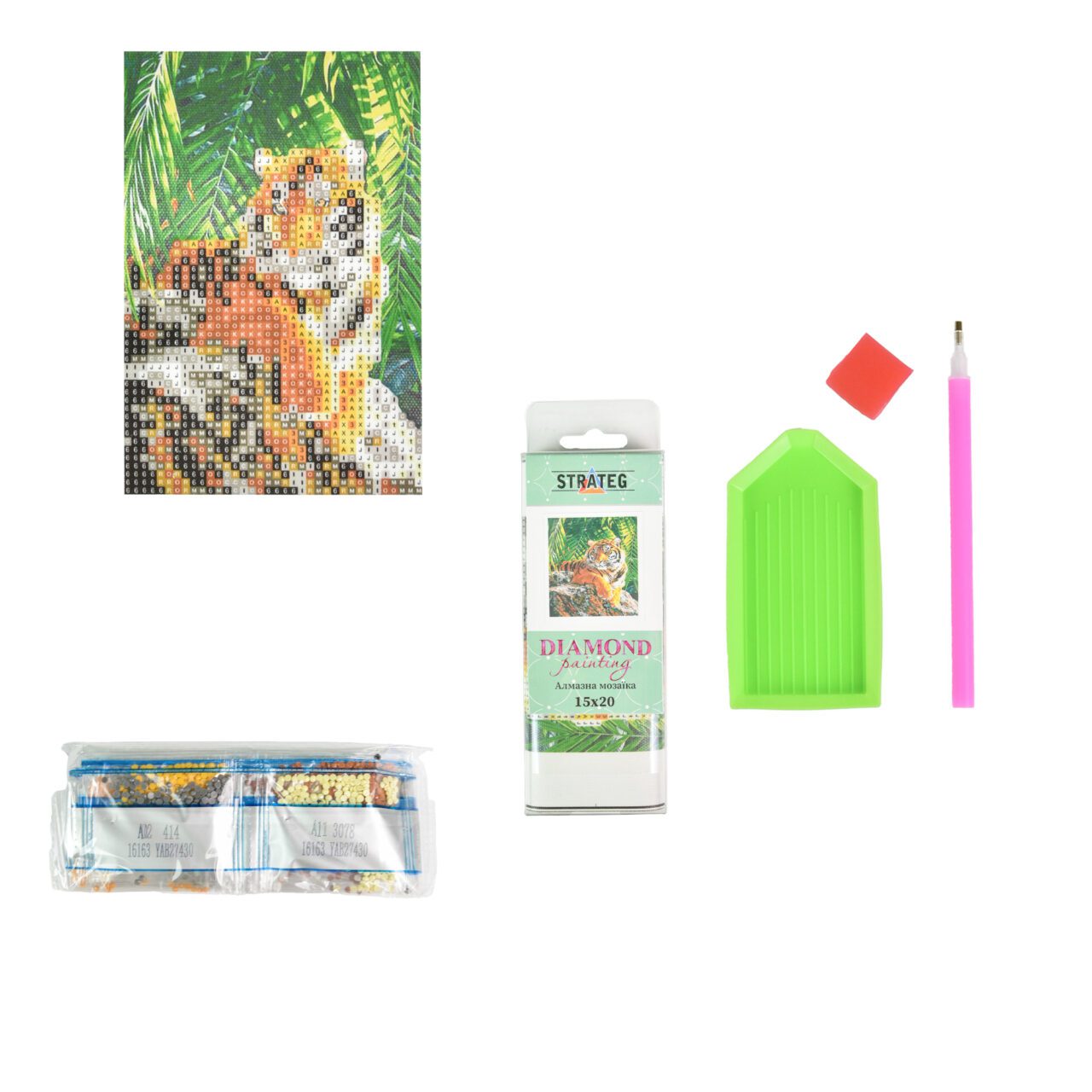 Алмазна картина Strateg Тигр у своєму владарюванні 10х15 см YAB27430 - 2