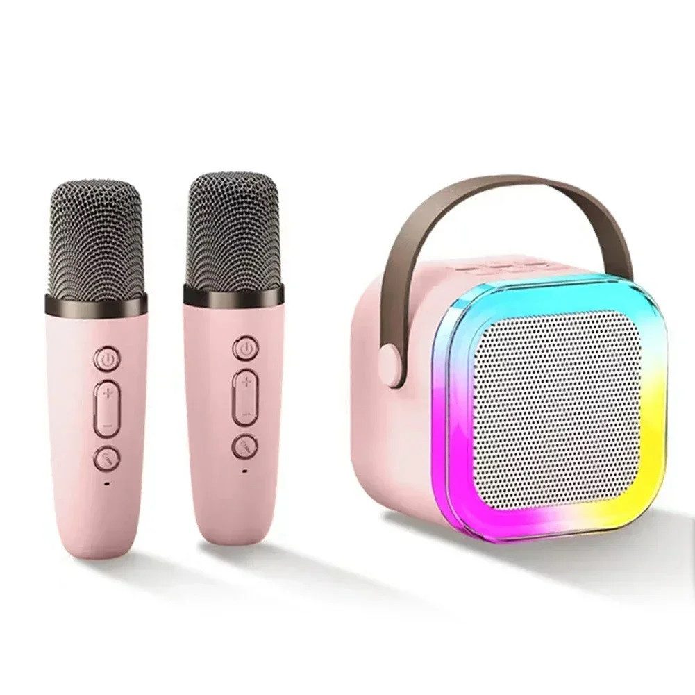 Караоке з 2 мікрофонами та колонкою (Bluetooth, LED підсвічування) С 65427 pink - 3