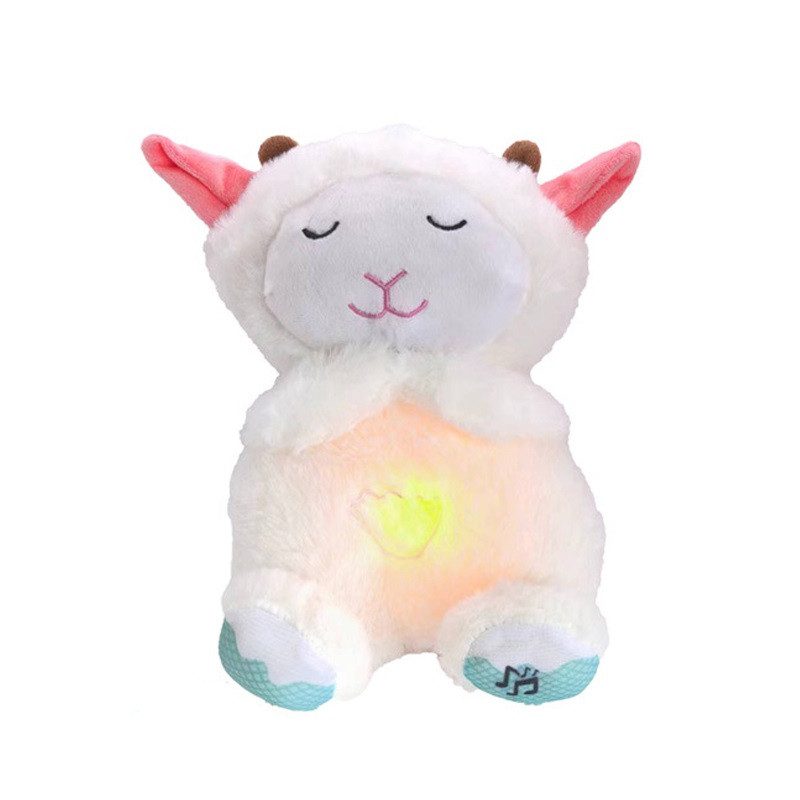 М'яка іграшка нічник із функцією дихання Овечка (світло, музика) 988-58 - 2