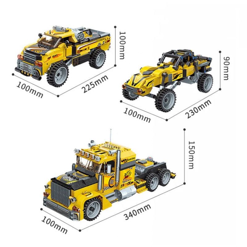 Конструктор блоковий інерційна машина 3 в 1 (тягач, пікап, баггі) 637 деталей 42108 - 2