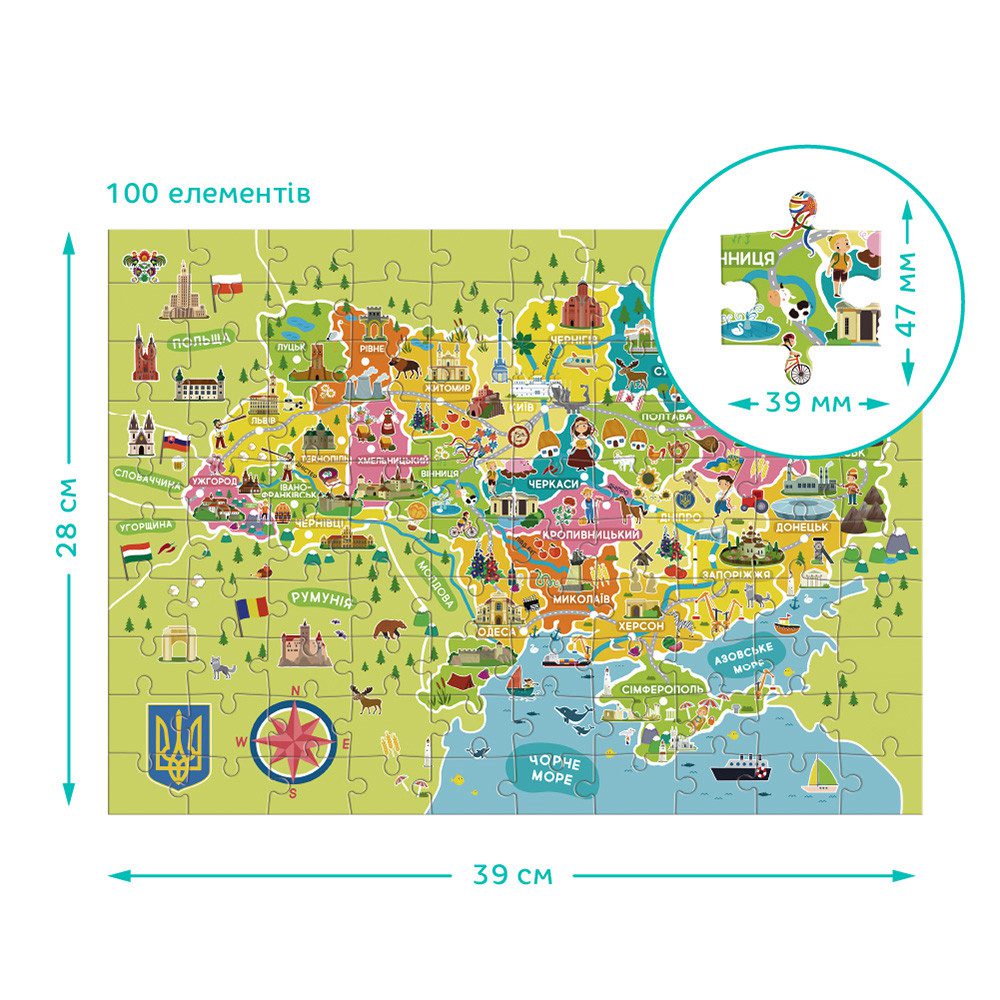 Дитячий пазл Мапа України Dodo (100 елементів) 300706 - 2