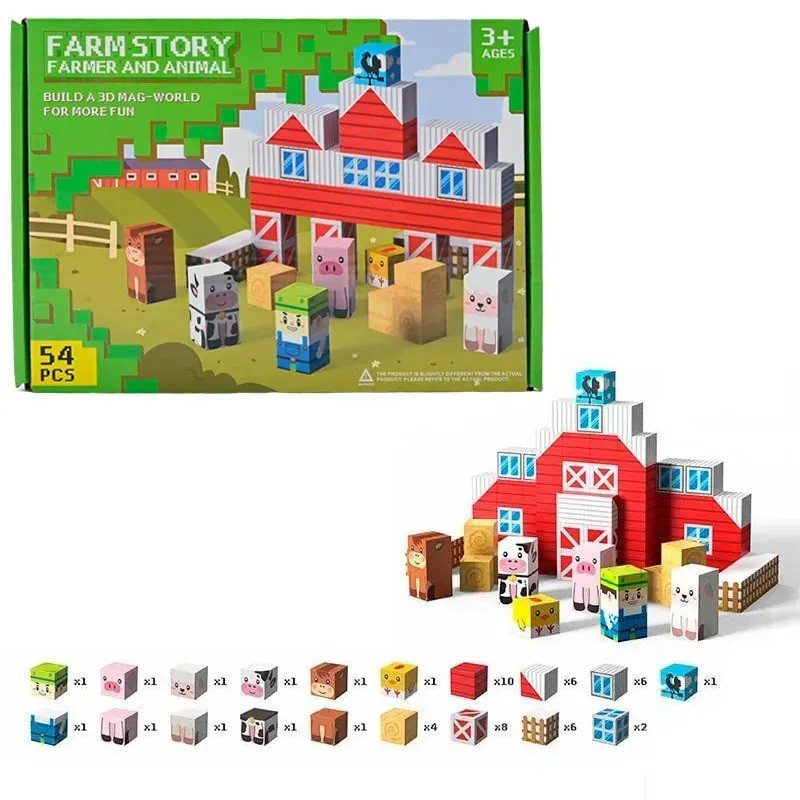 Дитячий магнітний конструктор Блоковий світ (54 елементи) FD 136-51 - 3