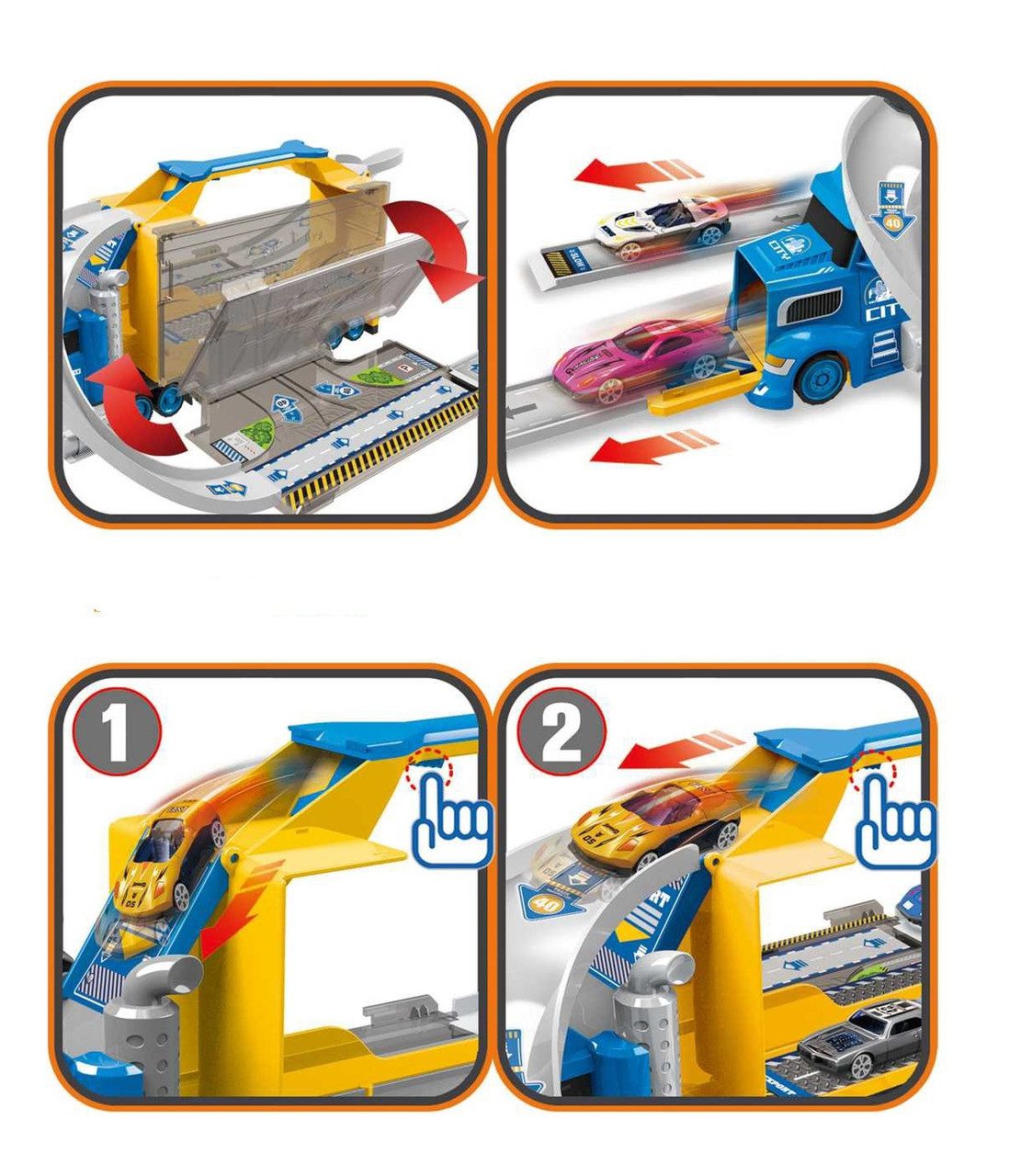 Трейлер 2 в 1 з набором машинок та запуском (трек, гараж) 660 S-46 - 4
