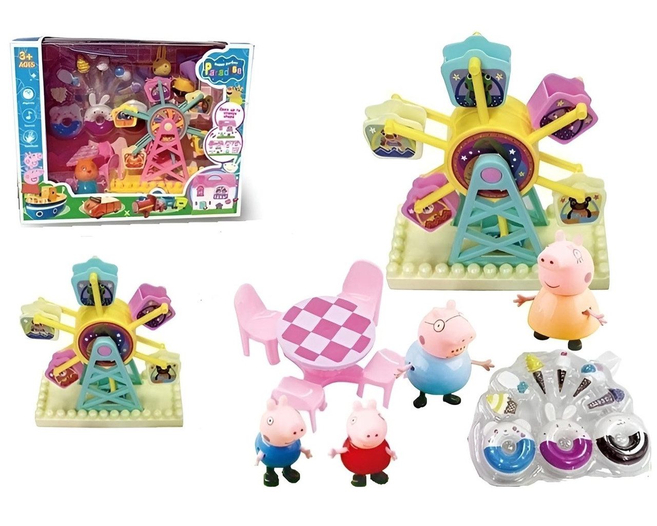 Набір героїв Сім'я свинок (4 фігурки, колесо огляду, столик) YQ 704
