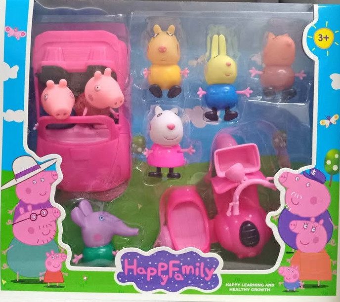 Набір героїв Сім'я свинок (7 фігурок, машинка, мотоцикл) 1830 H - 1