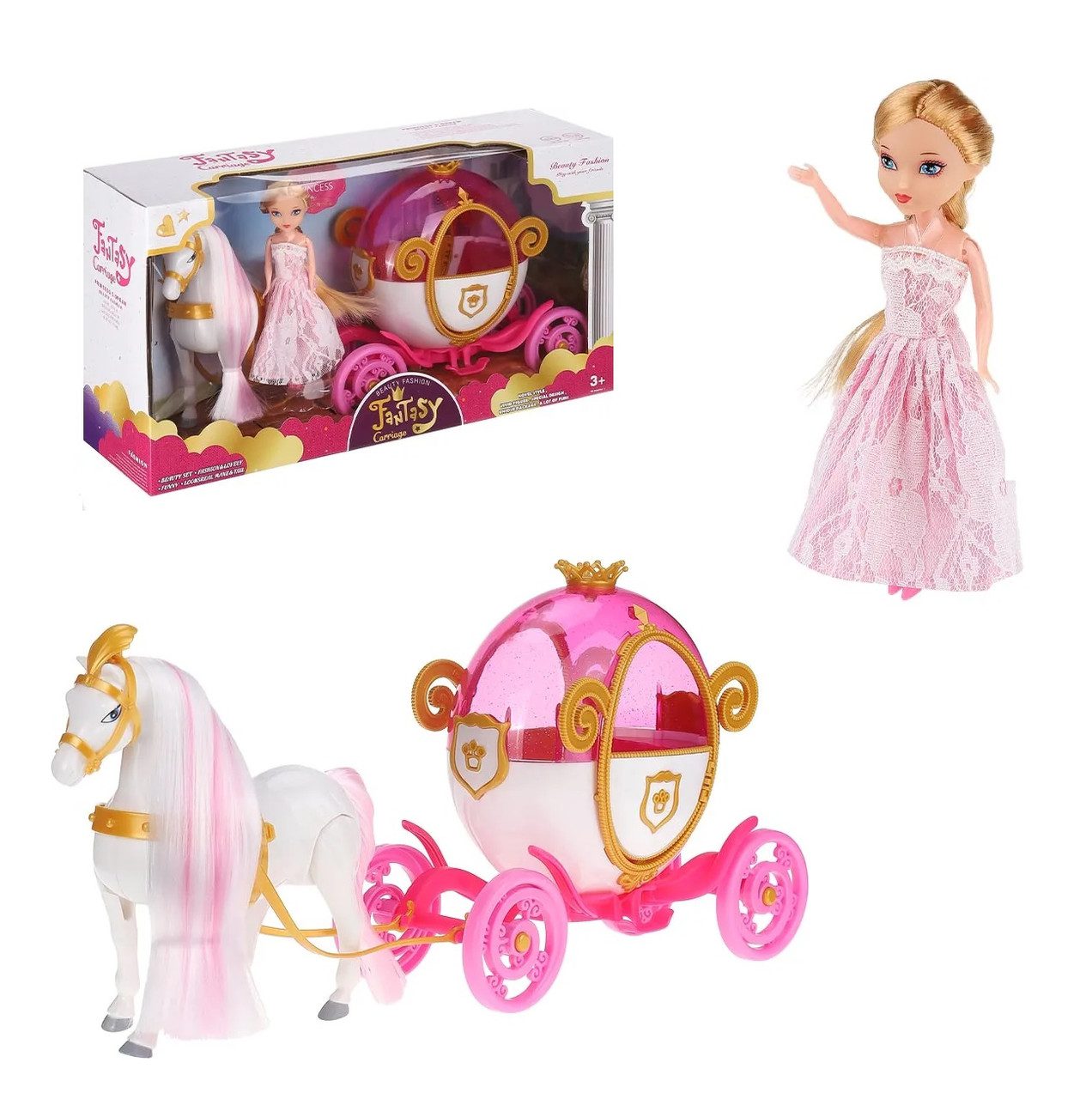 Іграшкова карета з конем та лялькою (15,5 см) 121A - 2