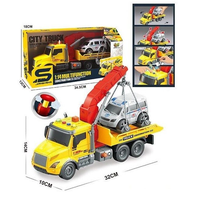 Машинка інерційна Спецтехніка (кран евакуатор з авто, світло, музика) JS 184 - 2
