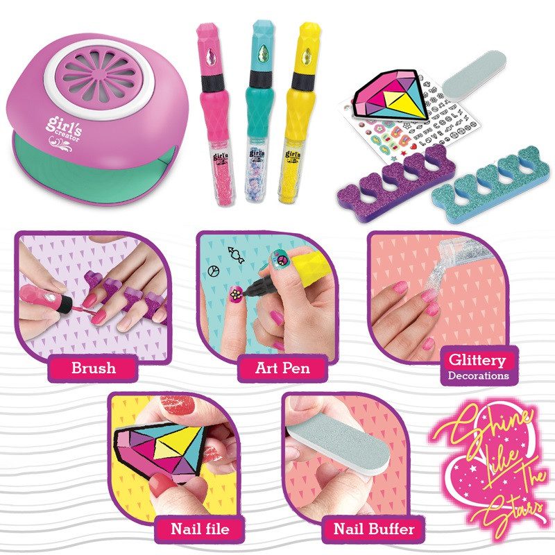 Дитячий набір для манікюру (лаки, лампа, наліпки) MBK-522 - 3