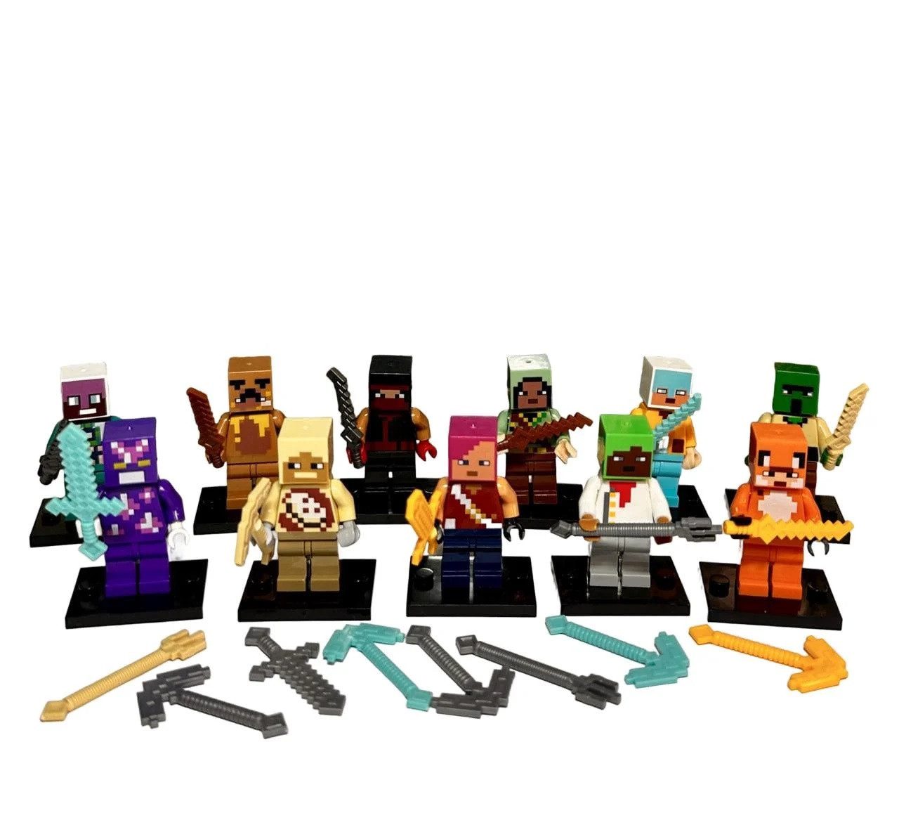 Набір героїв Minecraet (12 фігурок, аксесуари, підставки) 2912-2 - 3