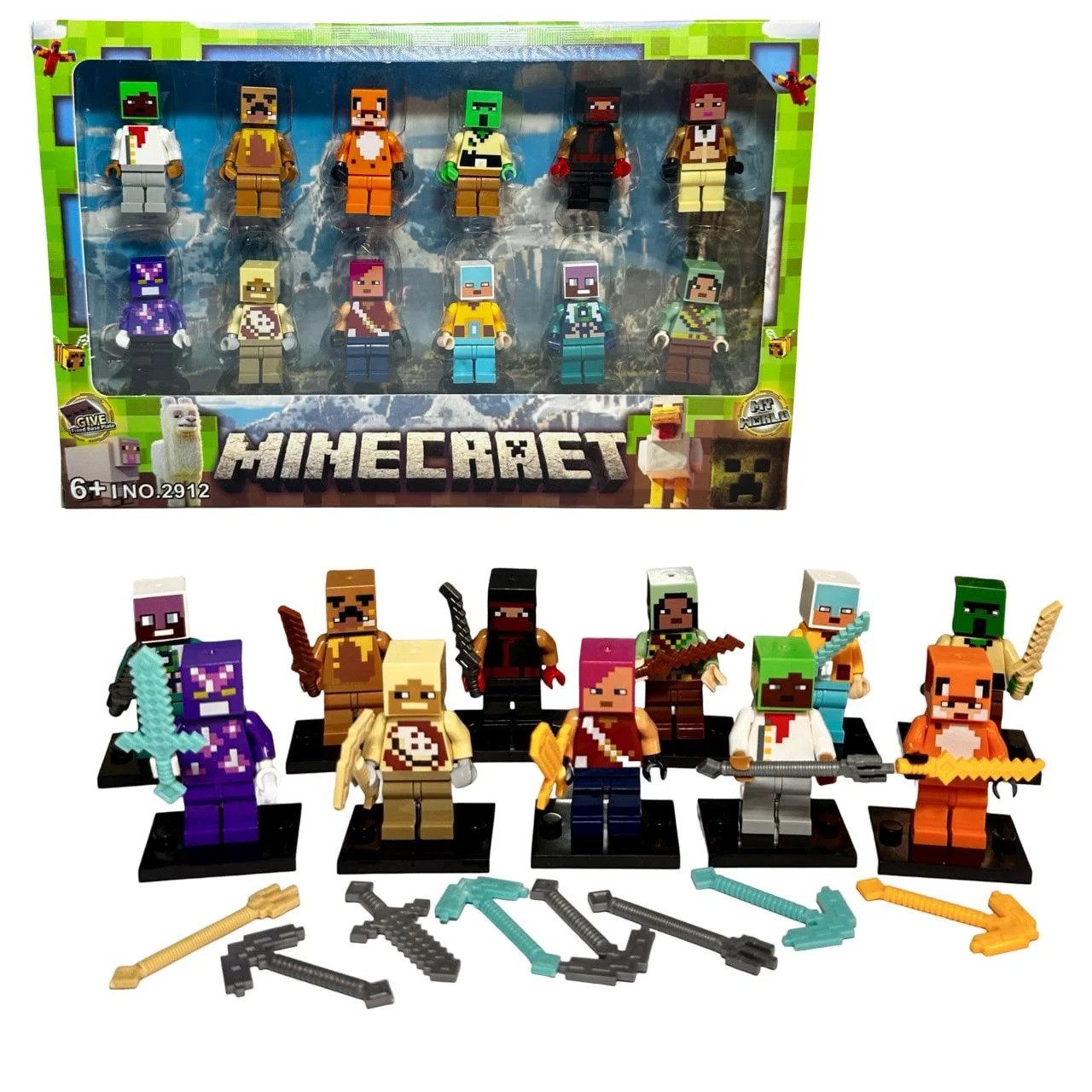 Набір героїв Minecraet (12 фігурок, аксесуари, підставки) 2912-2 - 1