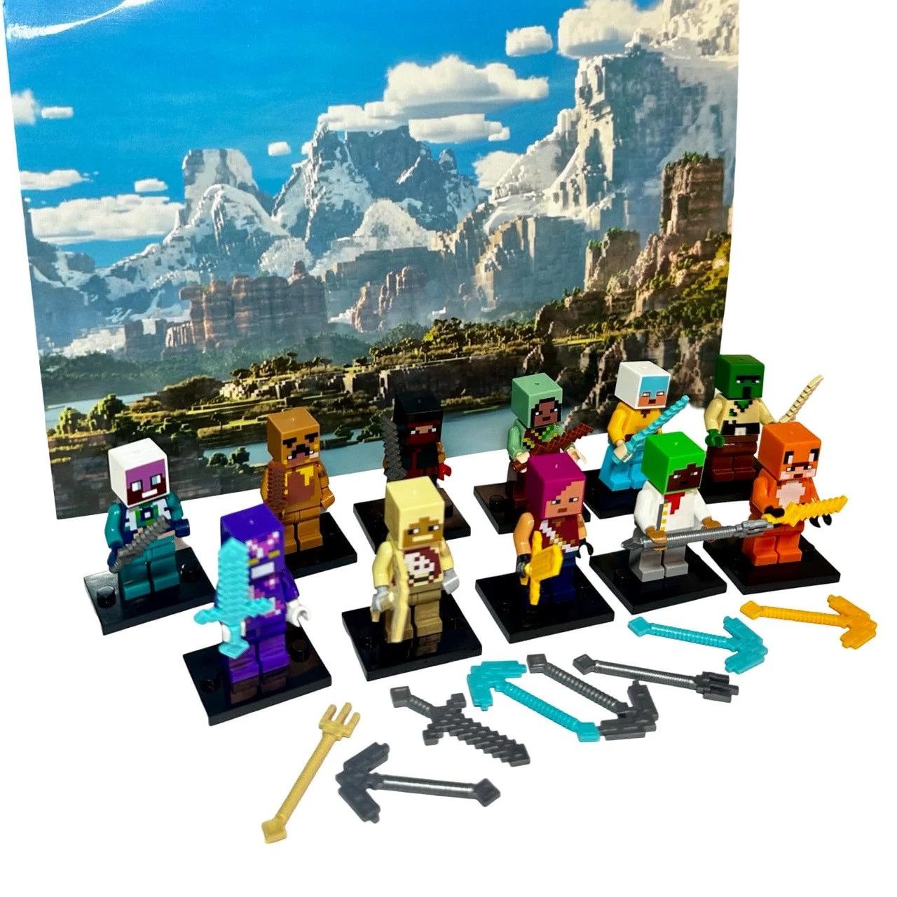 Набір героїв Minecraet (12 фігурок, аксесуари, підставки) 2912-2 - 4