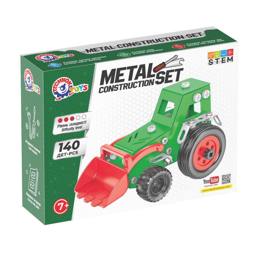 Конструктор металевий ТехноК (трактор, 140 елементів) 1799