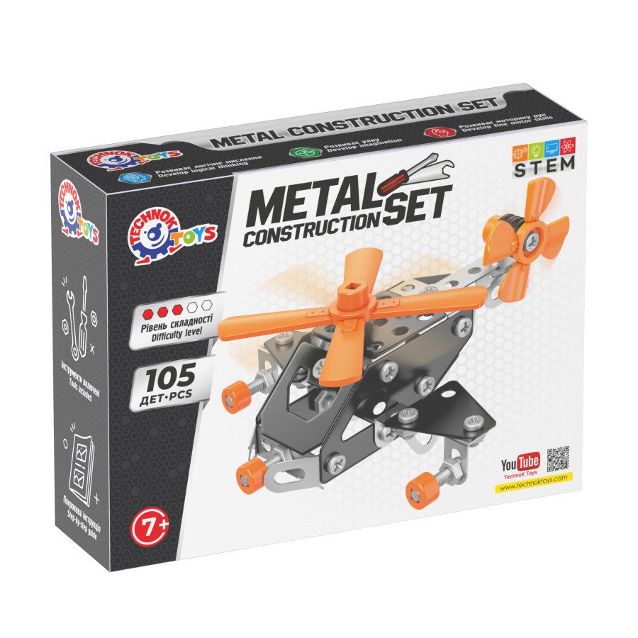 Конструктор металевий ТехноК (гвинтокрил, 105 елементів) 0143