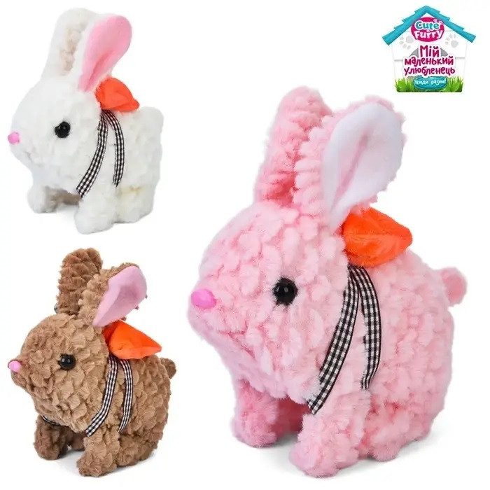 М'яка іграшка Зайчик/Кролик (стрибає, звук, рухливий ніс) YG0308