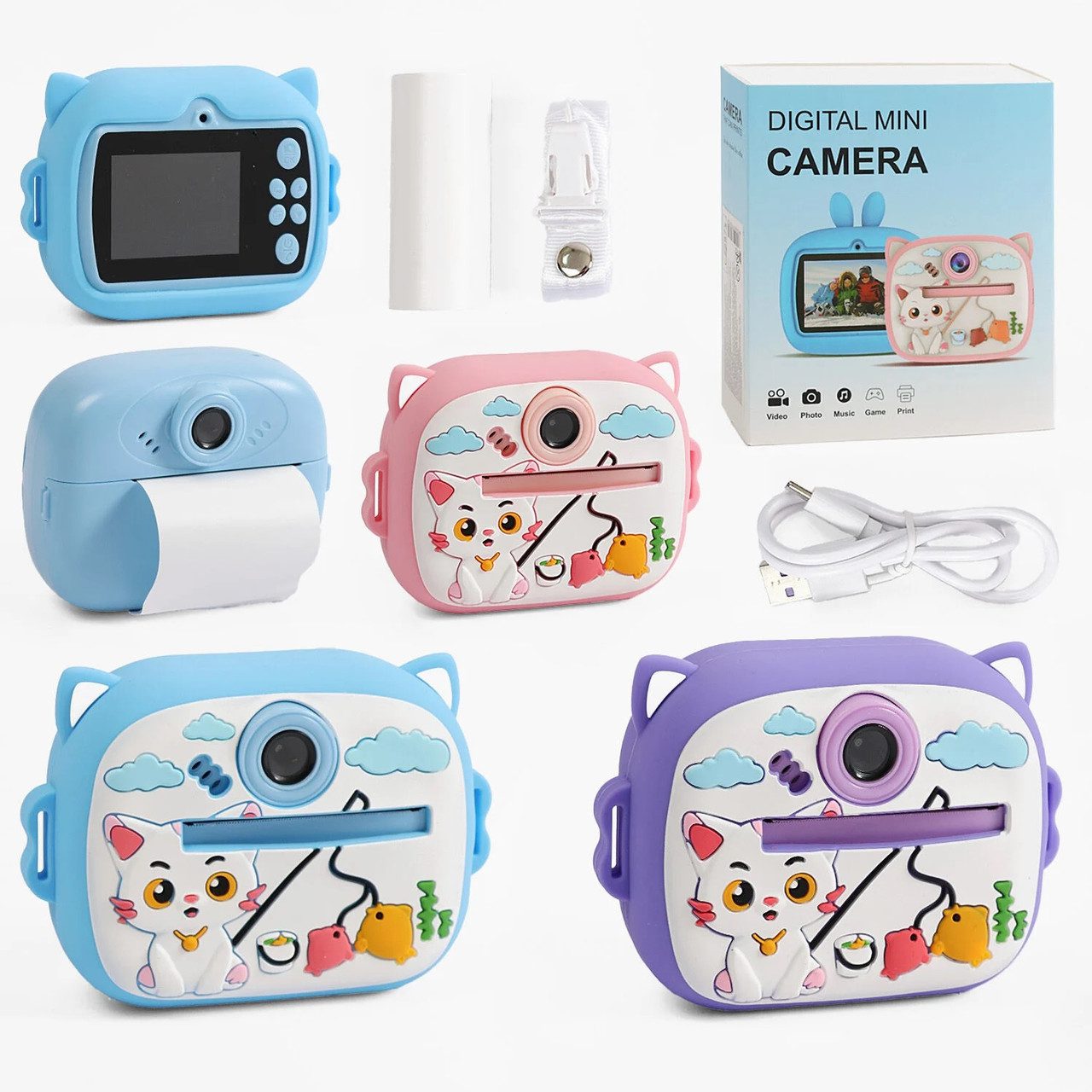 Дитячий фотоапарат з принтером (в силіконовому чохлі) C 72975