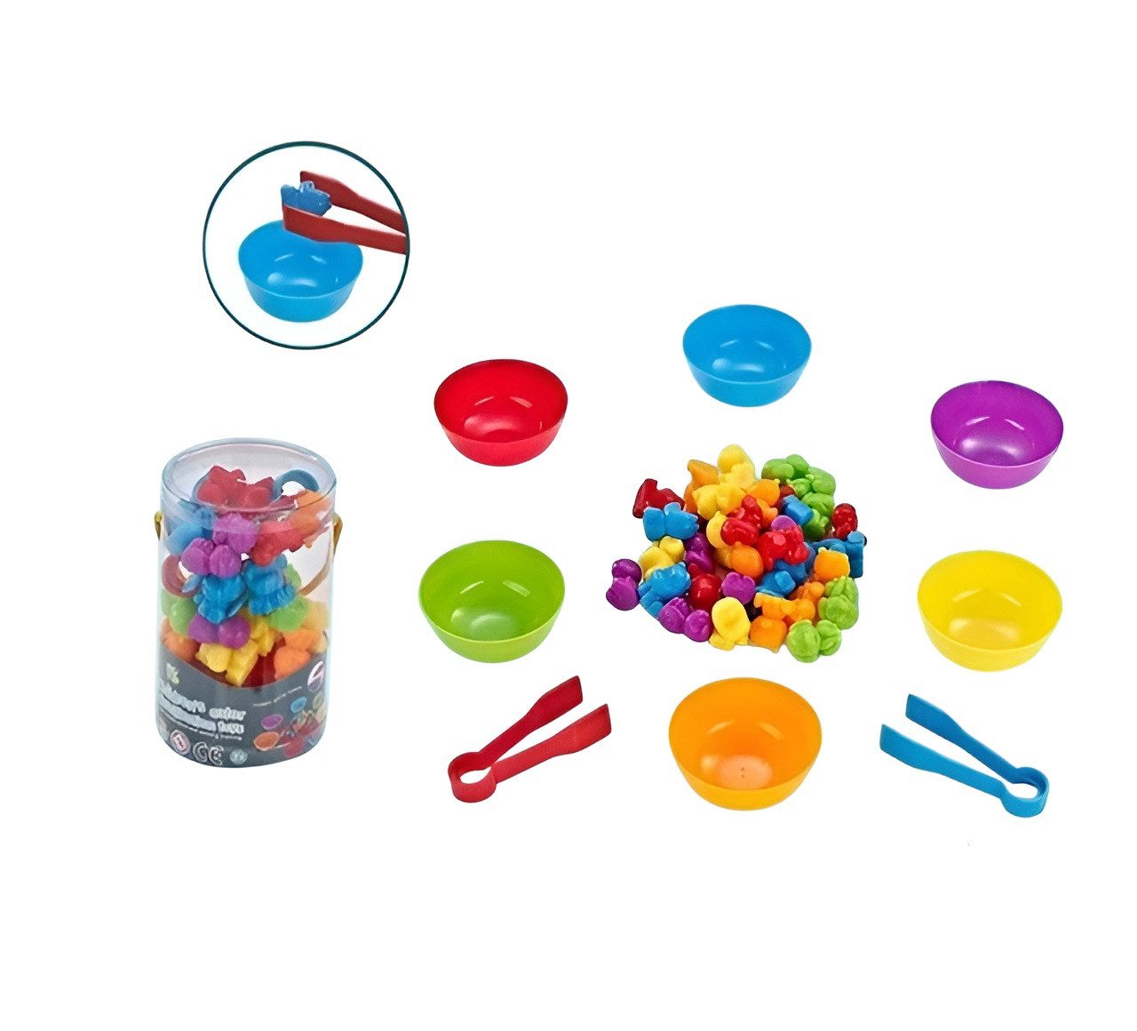 Логічна гра сортер Тварини (36 елементів, щипці, тарілочки) 2188-85