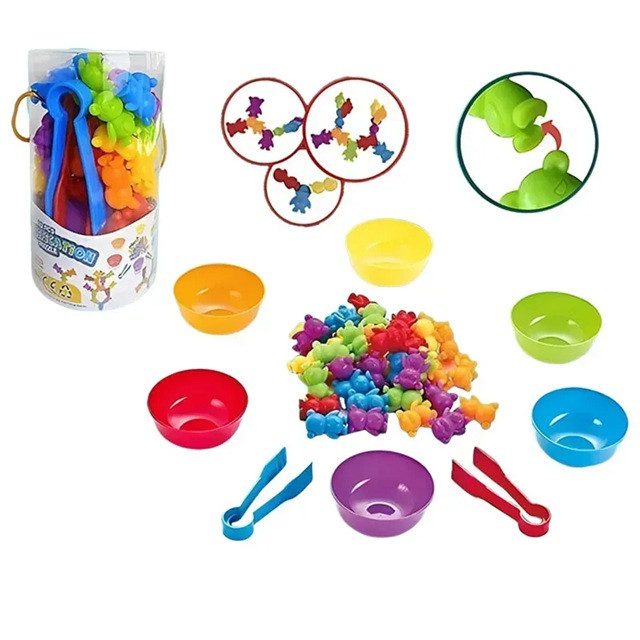 Логічна гра сортер Ведмедики (42 елементи, щипці, фігурки з'єднуються) 2188-95 - 2