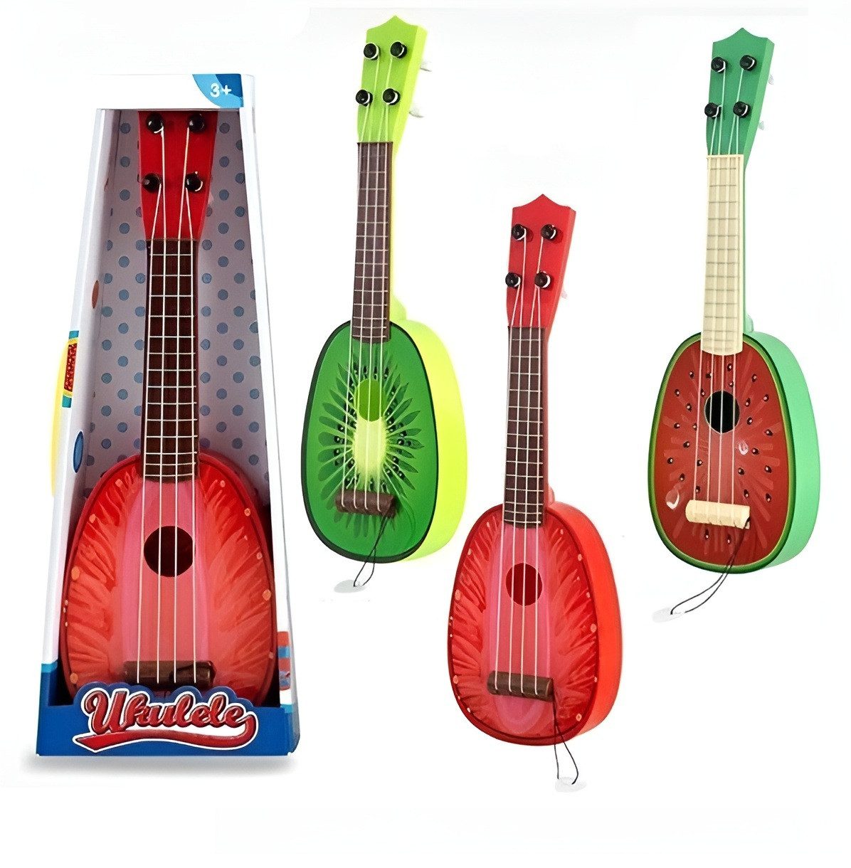 Дитяча гітара Фрукти (укулеле, 4 струни, медіатор) 376-1A