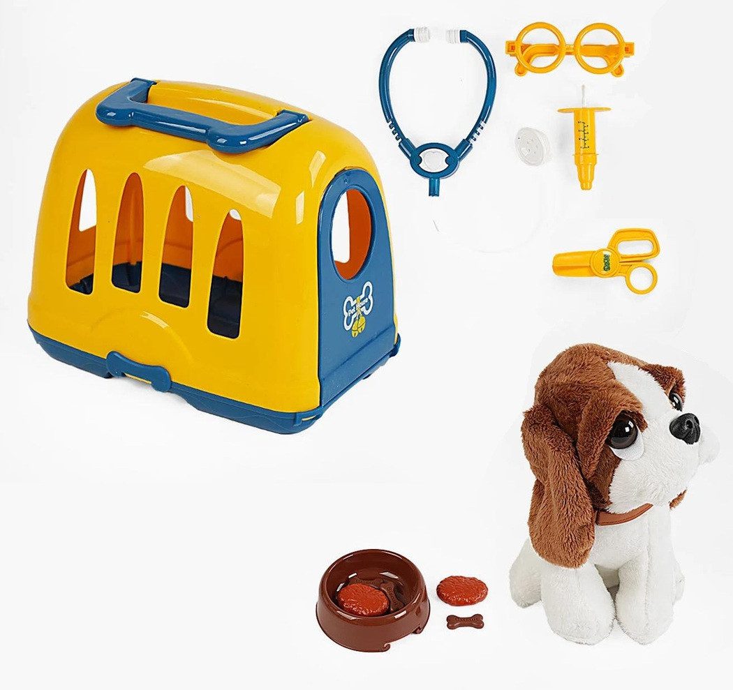 М'яка іграшка песик з переноскою на набором лікаря 906-1 - 3