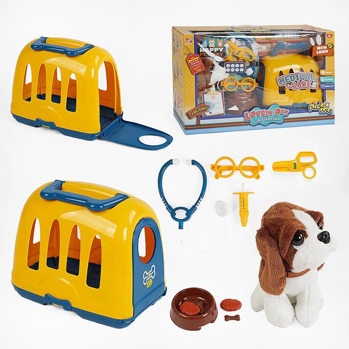 М'яка іграшка песик з переноскою на набором лікаря 906-1 - 4