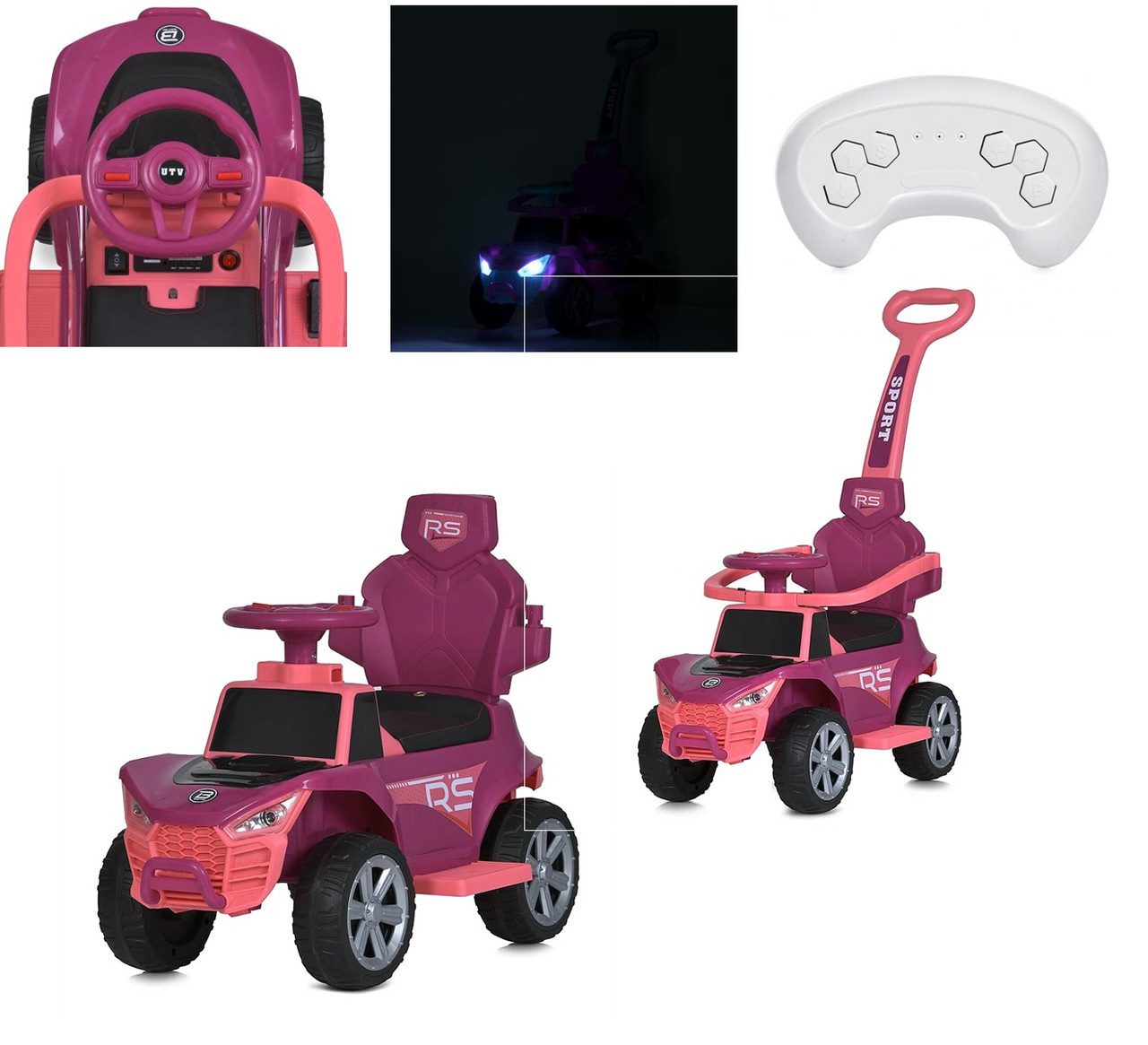 Каталка-толокар 2 в 1 з батьківською ручкою (машинка на акумуляторі) M 5764EBLR-9 - 3