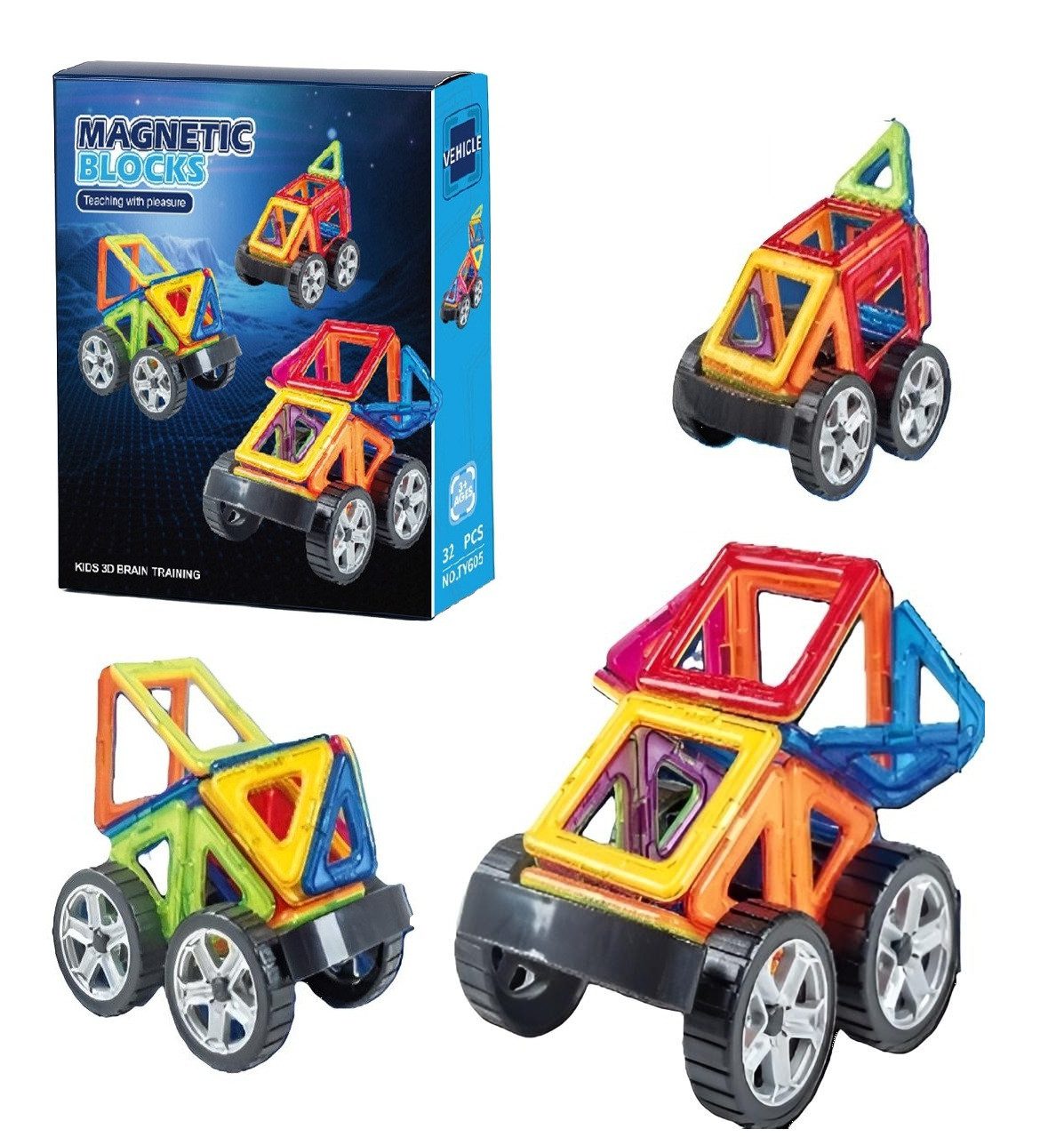 Магнітний конструктор Транспорт (32 ел.) Magnetic Blocks TY605